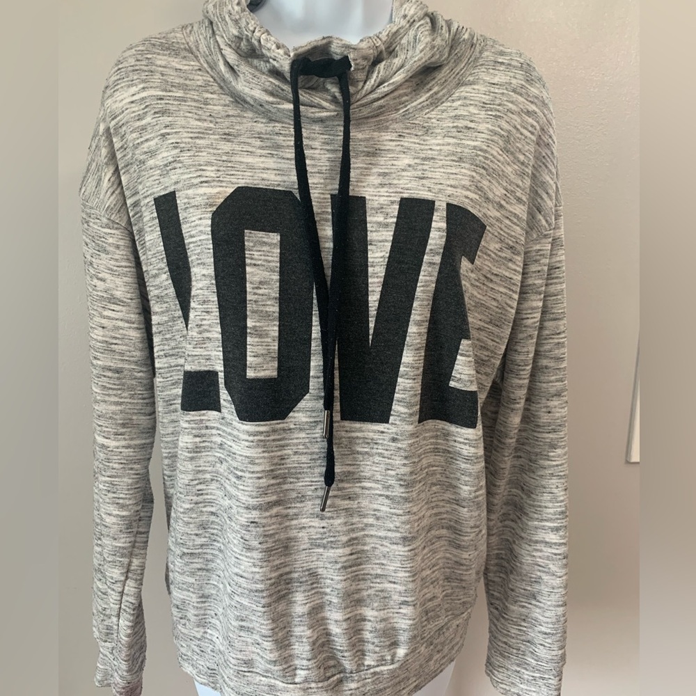 MISS CHIEVOUS Cowl Neck Pullover with LOVE Graphic